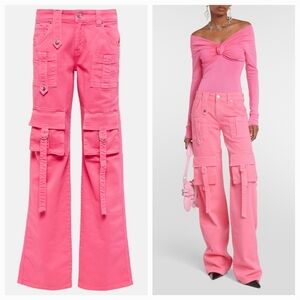 BLUMARINE Pink Cinch Strap Cargo Pants Size 36 NWT